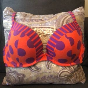 Lane Bryant/Cacique 44B orange/purple dot plunge